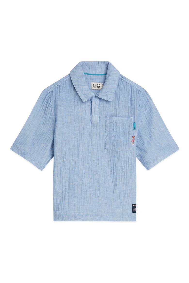 Kids' Chambray Pocket Polo, Main, color, CHAMBRAY BLUE