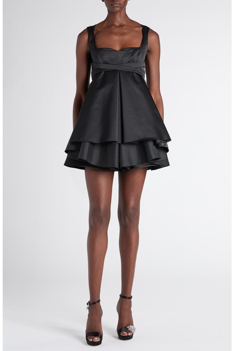 Layered Taffeta Minidress, Main, color, BLACK