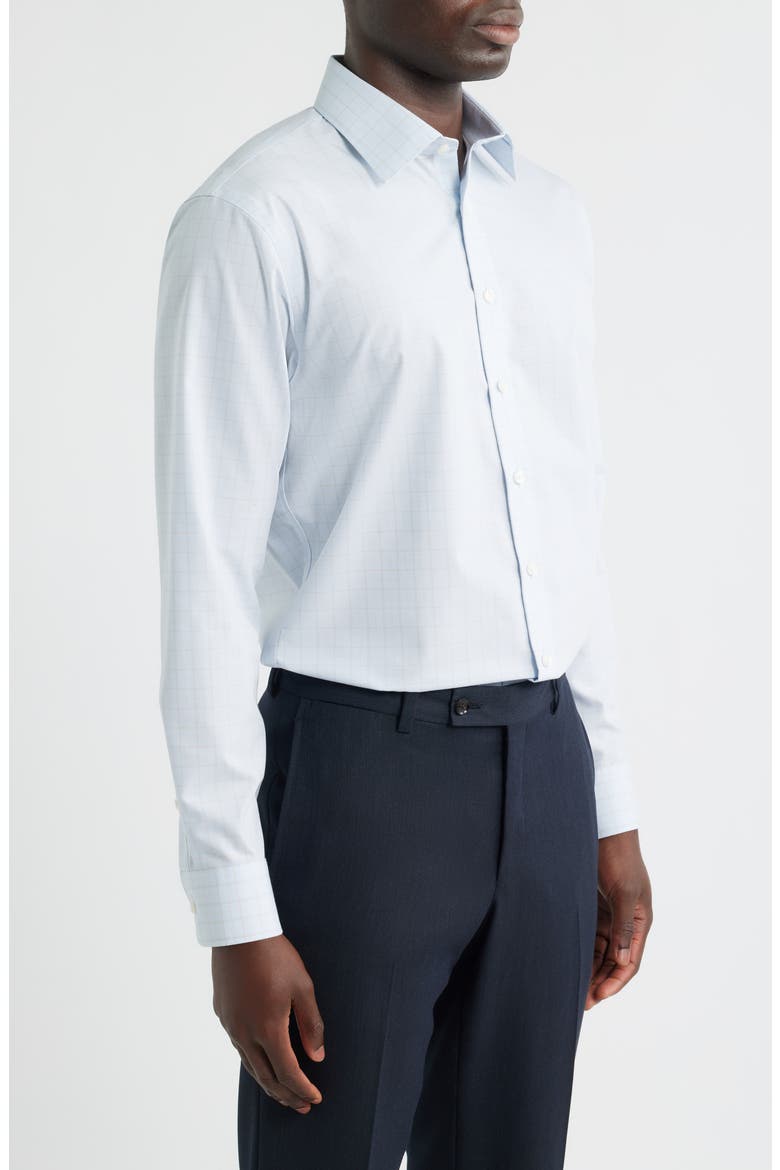 Trim Fit Check Non Iron Cotton Dress Shirt, Alternate, color, BLUE PIPER PLAID