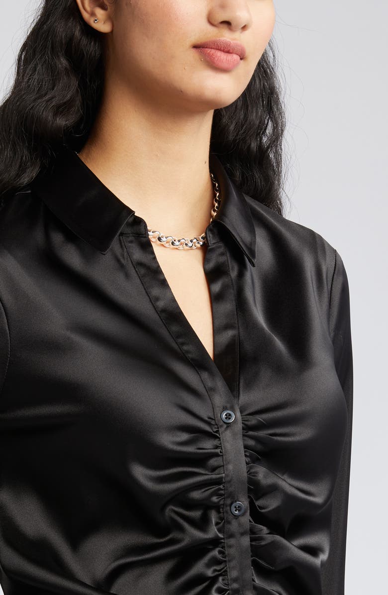 Open Edit Cinched Satin Shirt, Alternate, color, 