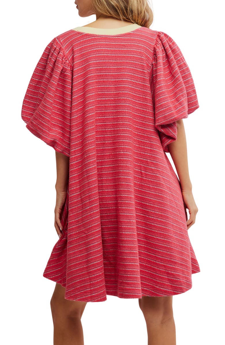 Free People Hudson Puff Sleeve Knit Dress, Alternate, color, Red Combo