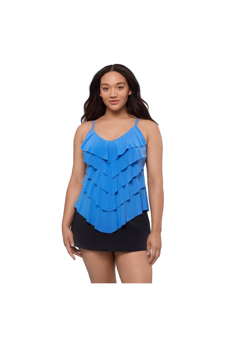 Rachel 5 Tier Ruffle Tankini Swimsuit Top, Alternate, color, Blue Grotto