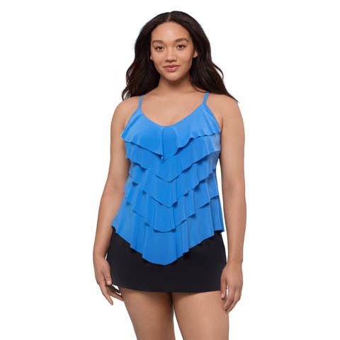 Rachel 5 Tier Ruffle Plus Size Tankini Swimsuit Top