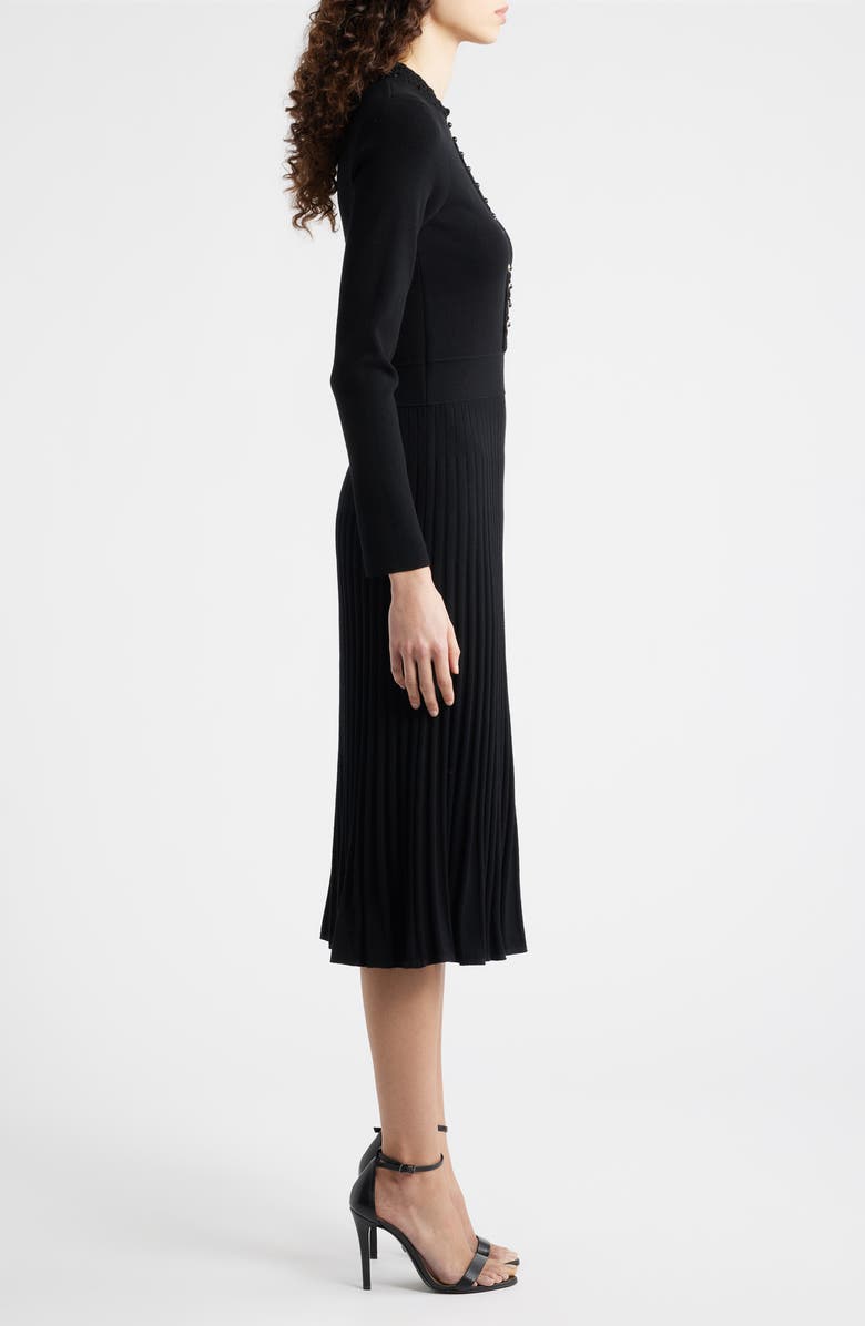 Elie Tahari The Erika Long Sleeve Sweater Midi Dress, Alternate, color, Noir