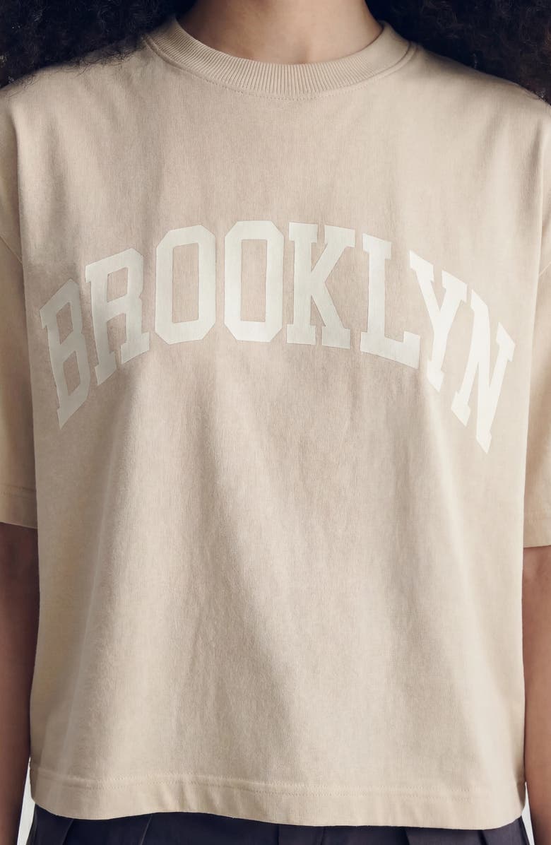 Brooklyn Industries Brooklyn Boxy Crop Graphic T-Shirt, Alternate, color, Sandshell