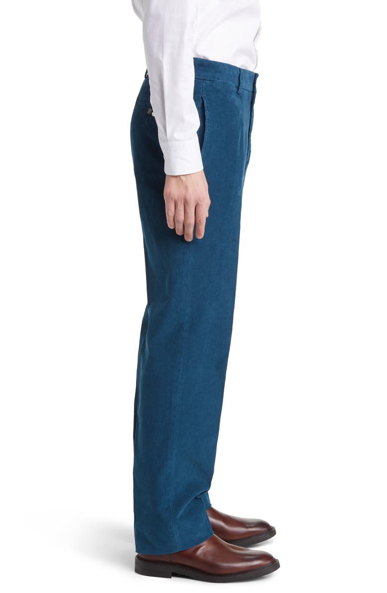 Berle Charleston Flat Front Corduroy Dress Pants, Alternate, color, Petrol