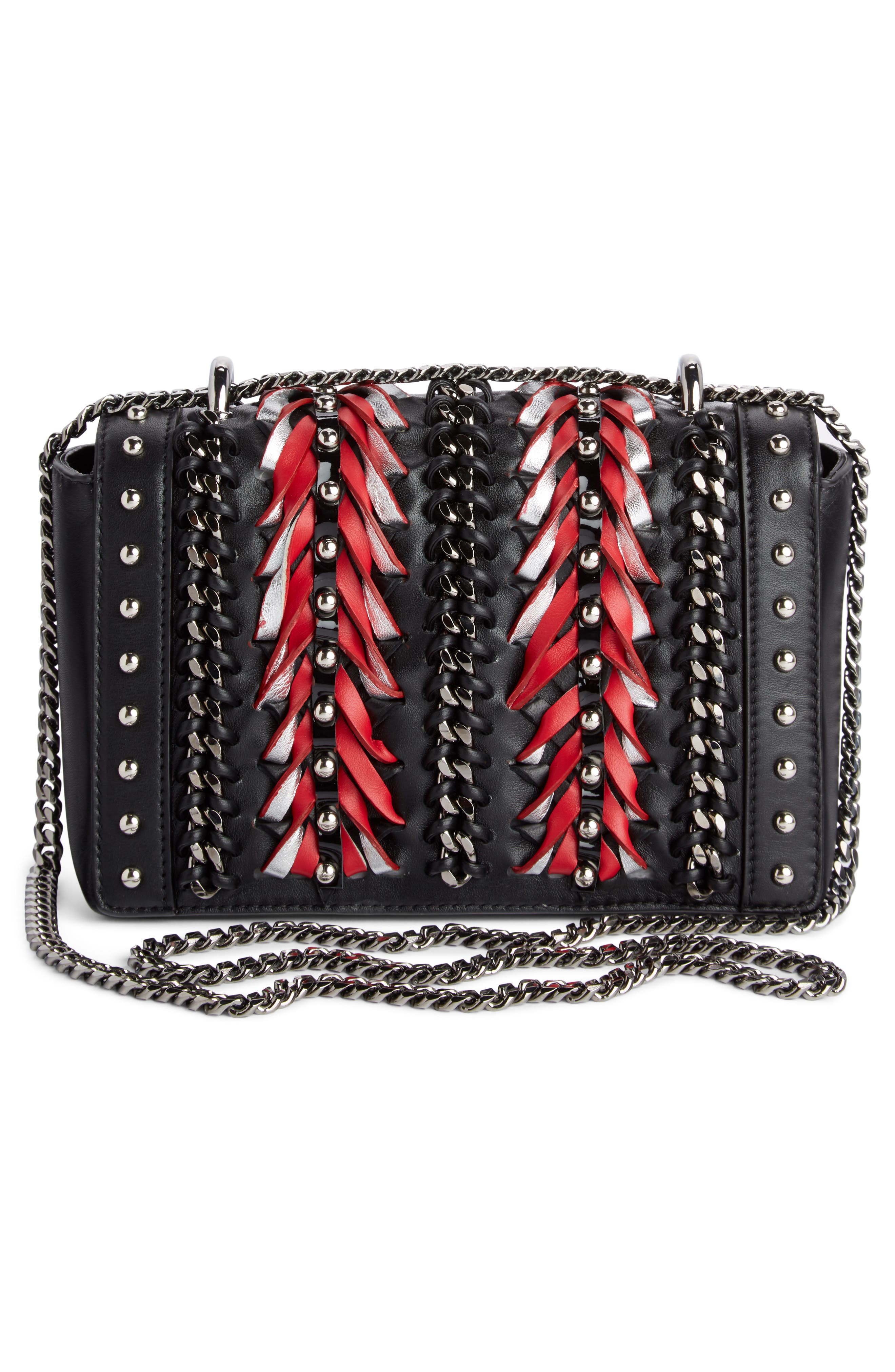 Balmain Baby Box Woven Leather Shoulder Bag, Alternate, color, 