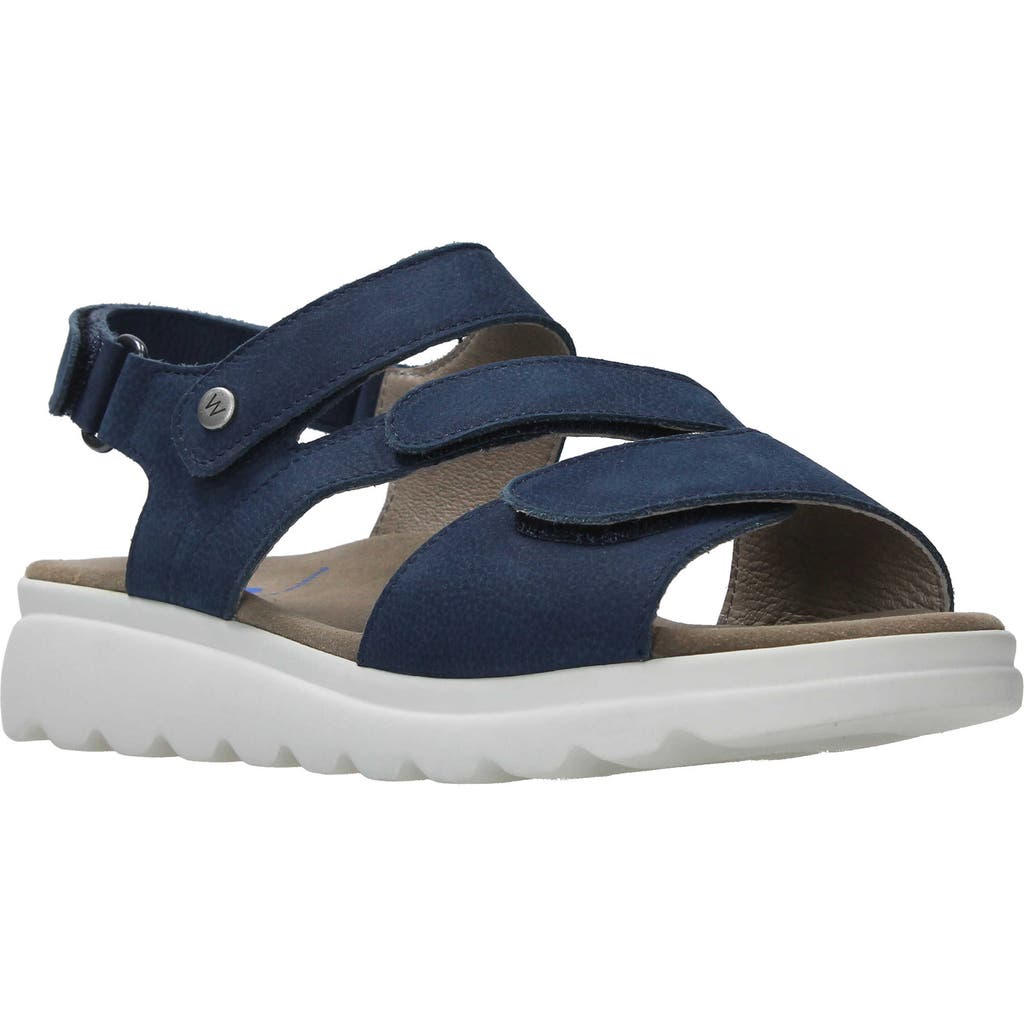 Wolky Ikaria Ankle Strap Platform Wedge Sandal In Denim Nubuck
