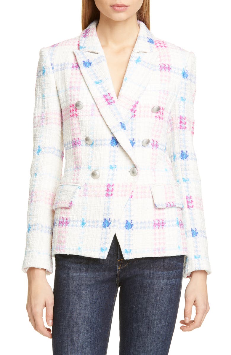 L'AGENCE Kenzie Double Breasted Tweed Blazer, Main, color, 