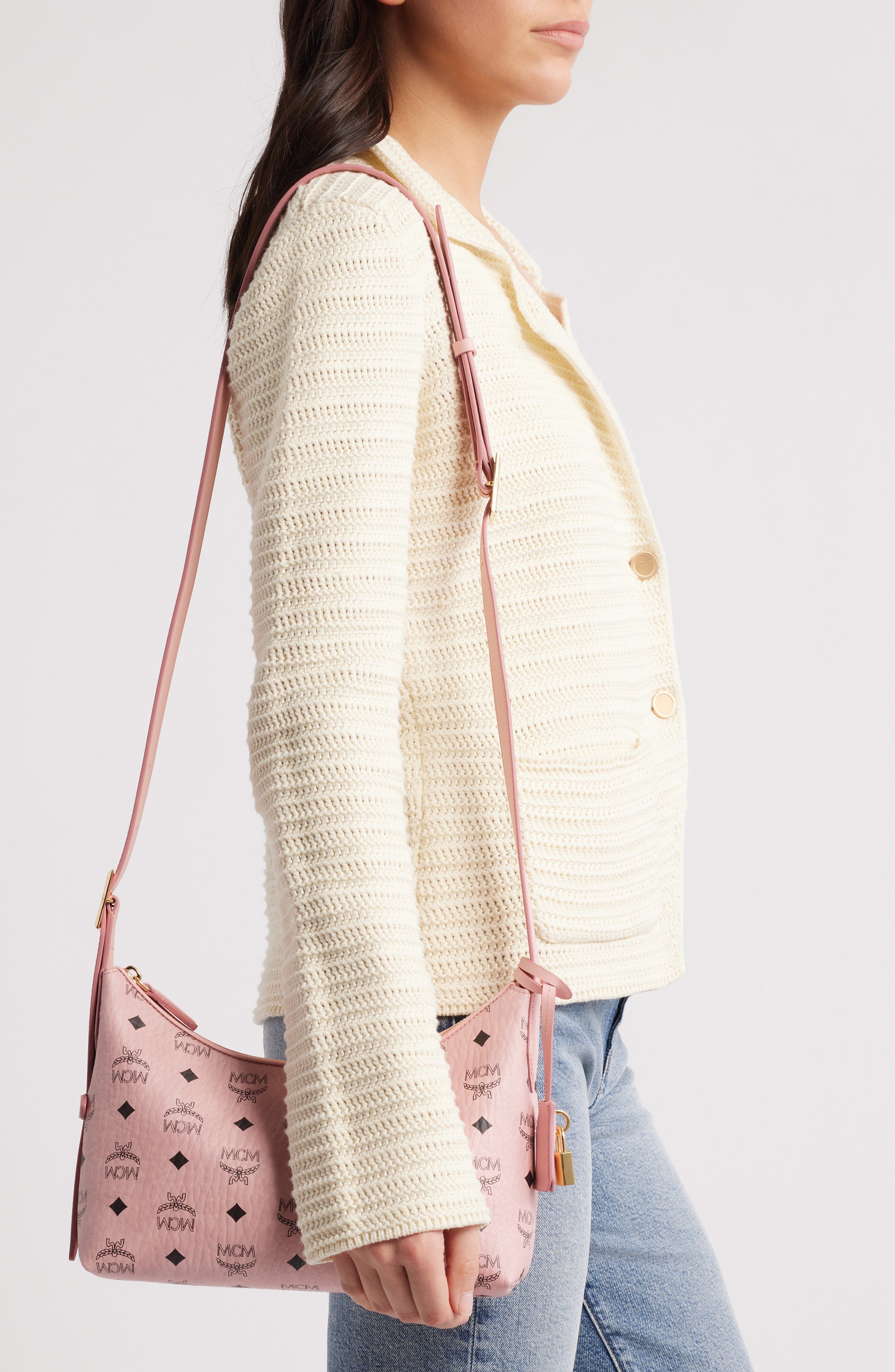 Aren Hobo in Visetos, Alternate, color, SOFT PINK