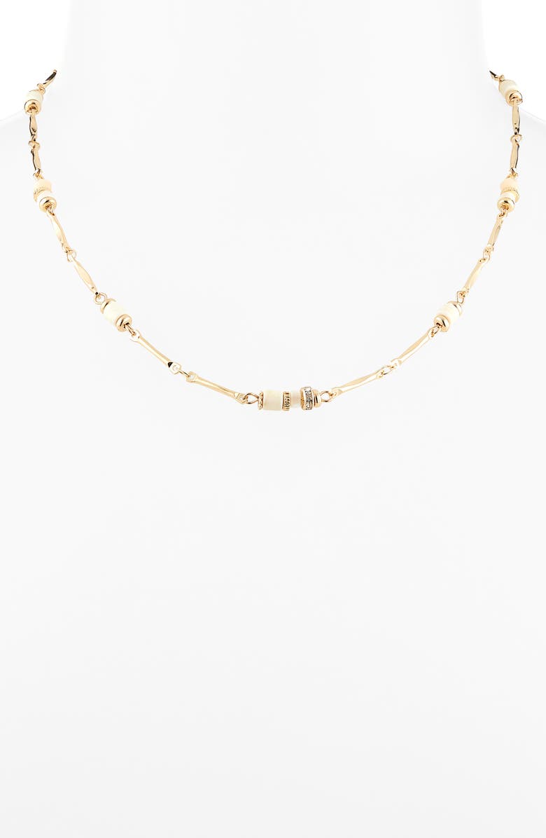 NORDSTROM RACK Beaded Collar Necklace, Alternate, color, White- Gold