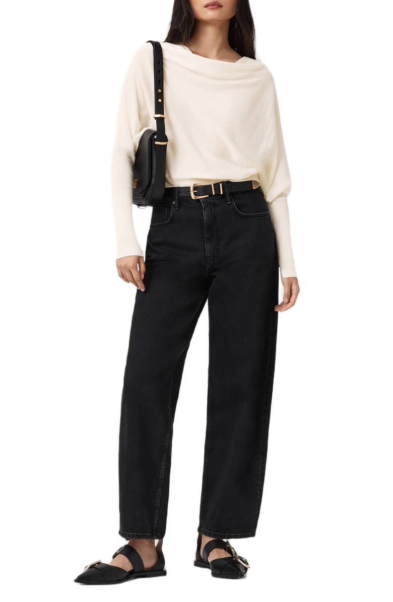 AllSaints Ridley Dolman Sleeve Crop Sweater, Alternate, color, Chalk White