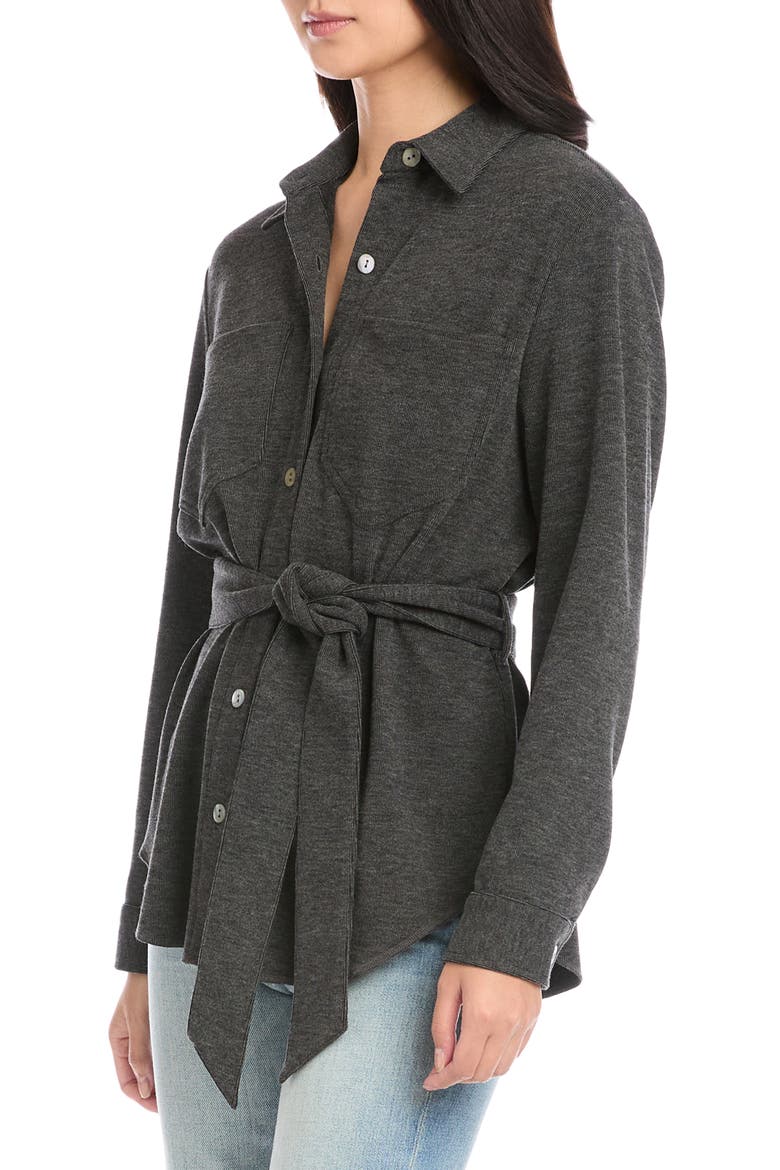 Belted Knit Shirt, Alternate, color, CHARCOAL