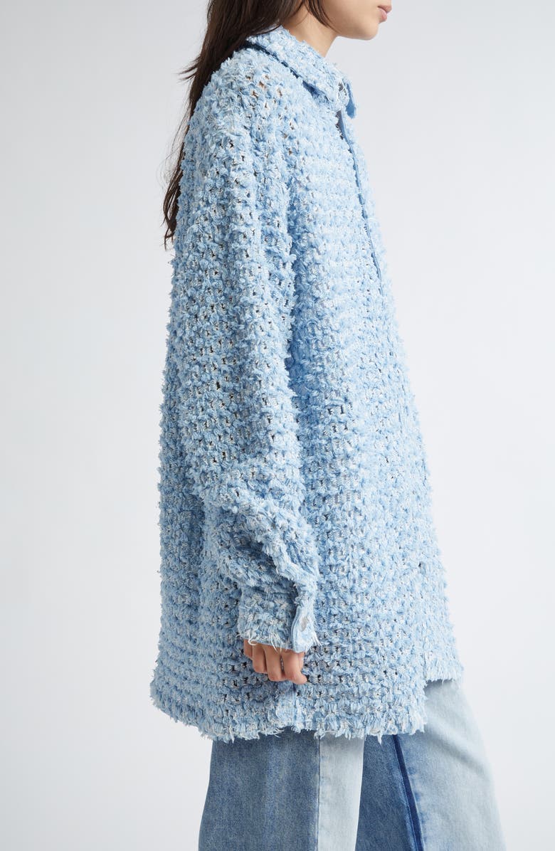 Stella McCartney Bouclé Effect Denim Button-Up Shirt, Alternate, color, 