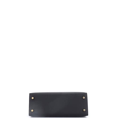 Pre-owned Hermes Hermes Kelly Handbag Black Epsom With Gold Hardware 25 In Black