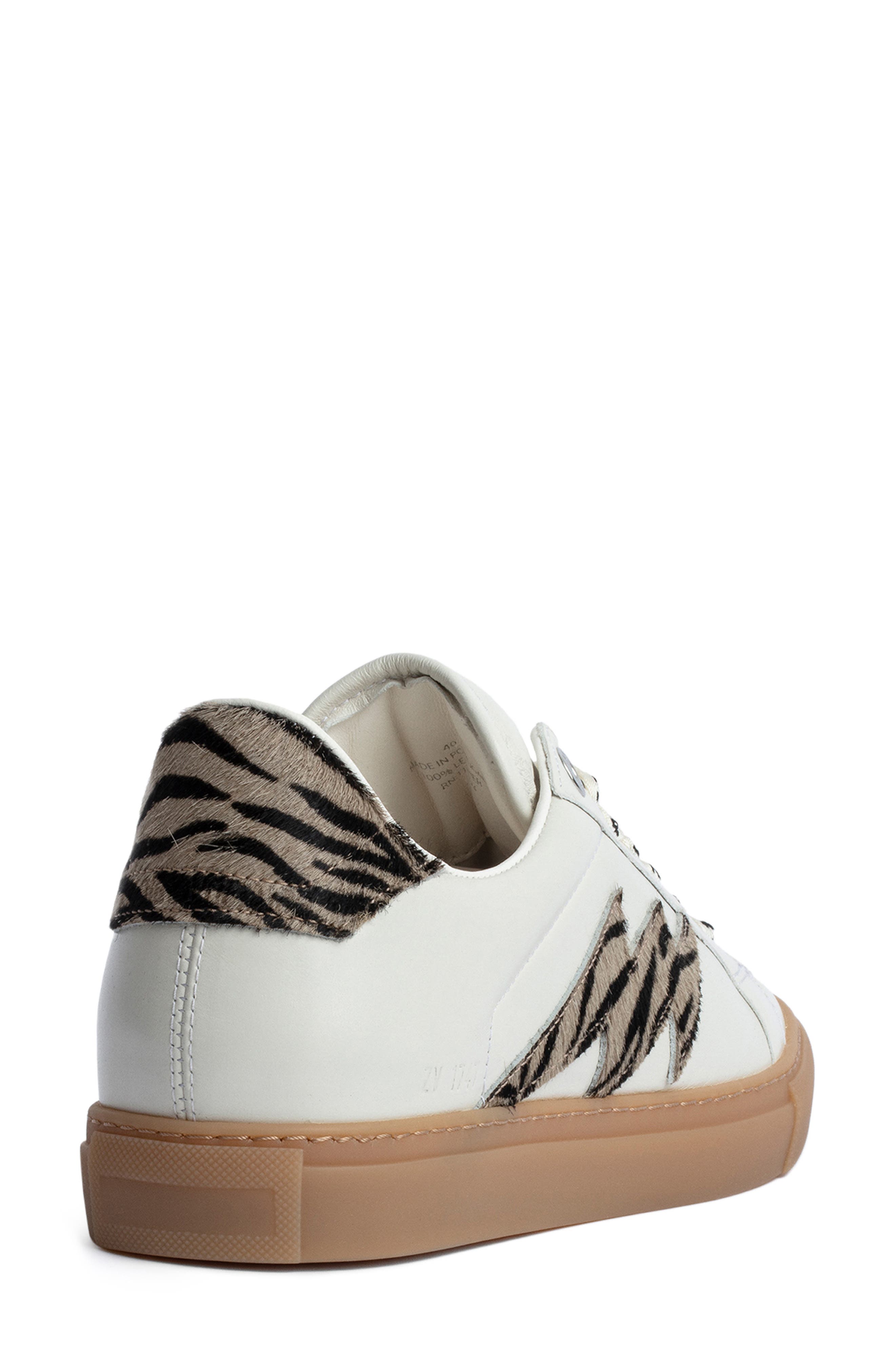 Zadig & Voltaire Zebra Print Genuine Calf Hair Sneaker, Alternate, color, 