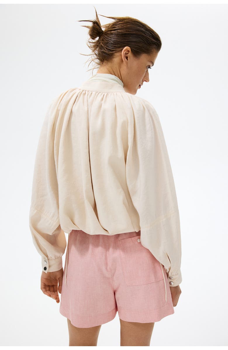 H&M Linen-blend Paper Bag Shorts, Alternate, color, Pink