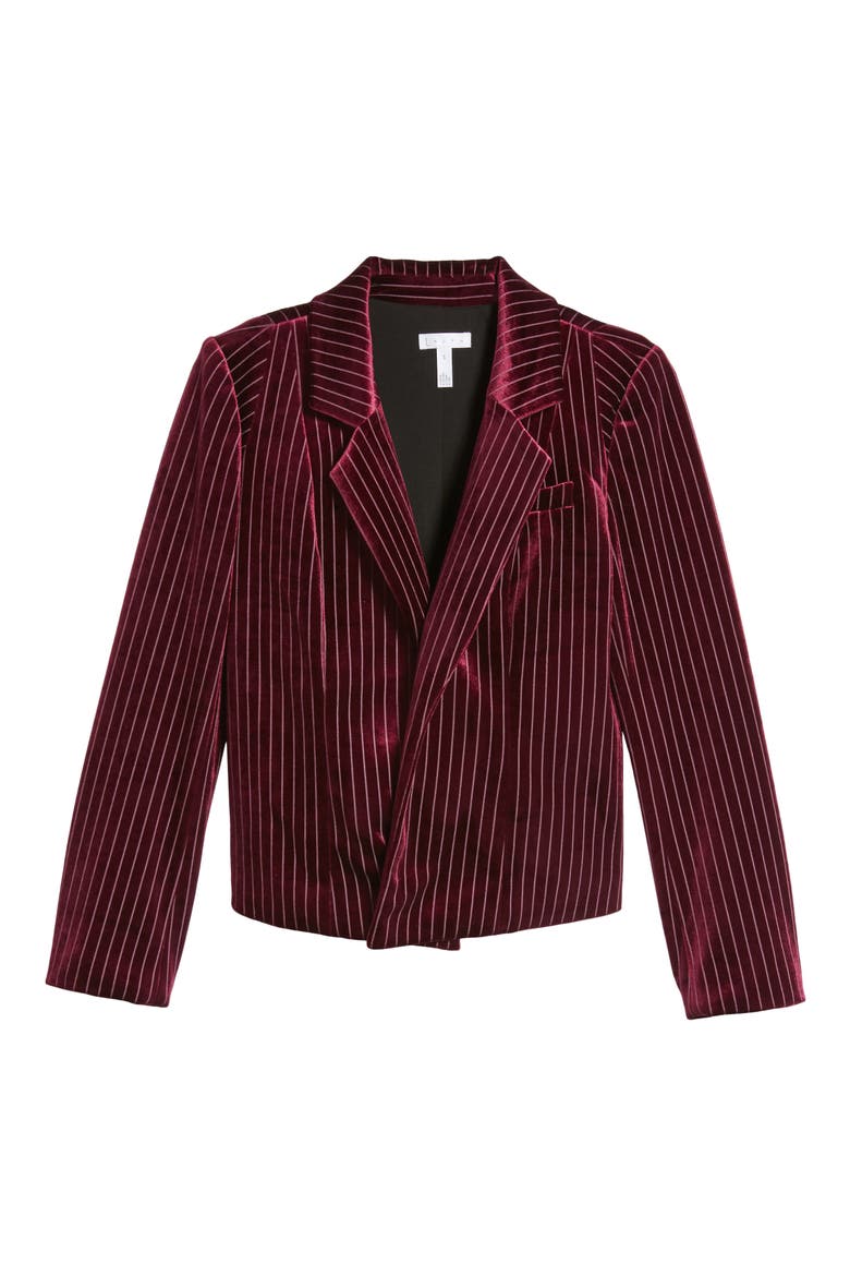 Stripe Velour Blazer, Alternate, color, RED TANNIN DOTTED STRIPE