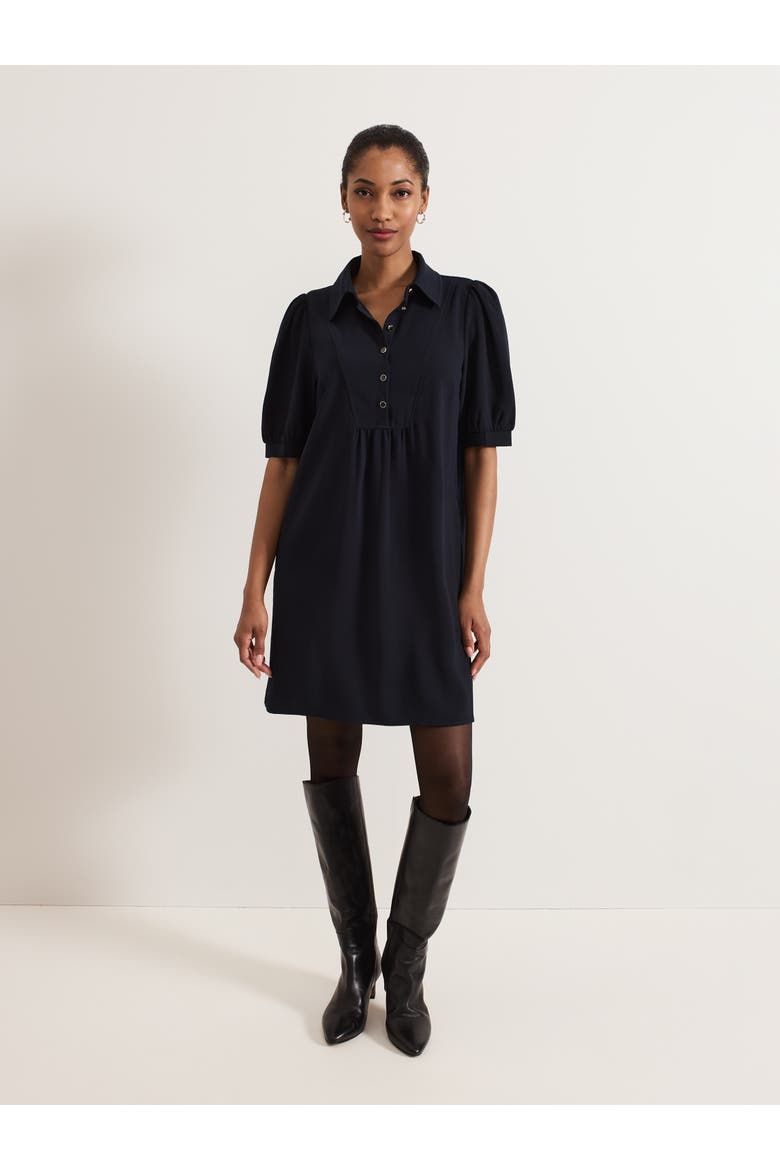 Claudia Button Swing Mini Dress, Alternate, color, Navy
