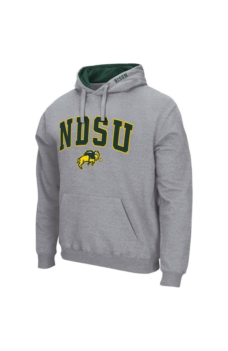 COLOSSEUM Men's Colosseum Heathered Gray NDSU Bison Arch and Logo Pullover Hoodie, Alternate, color, Heather Gray
