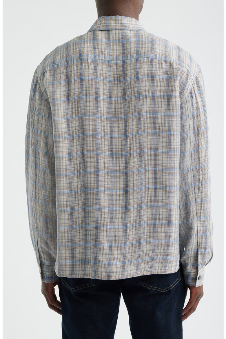 Plaid Button-Up Shirt, Alternate, color, CREAM/ BLUE PLAID