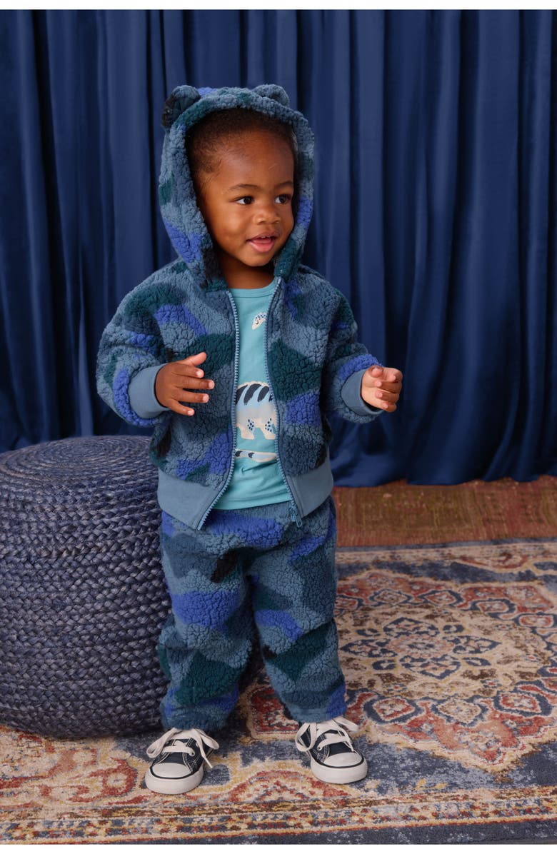 Tea Collection Teddy Fleece Bear Ears Hoodie, Alternate, color, 