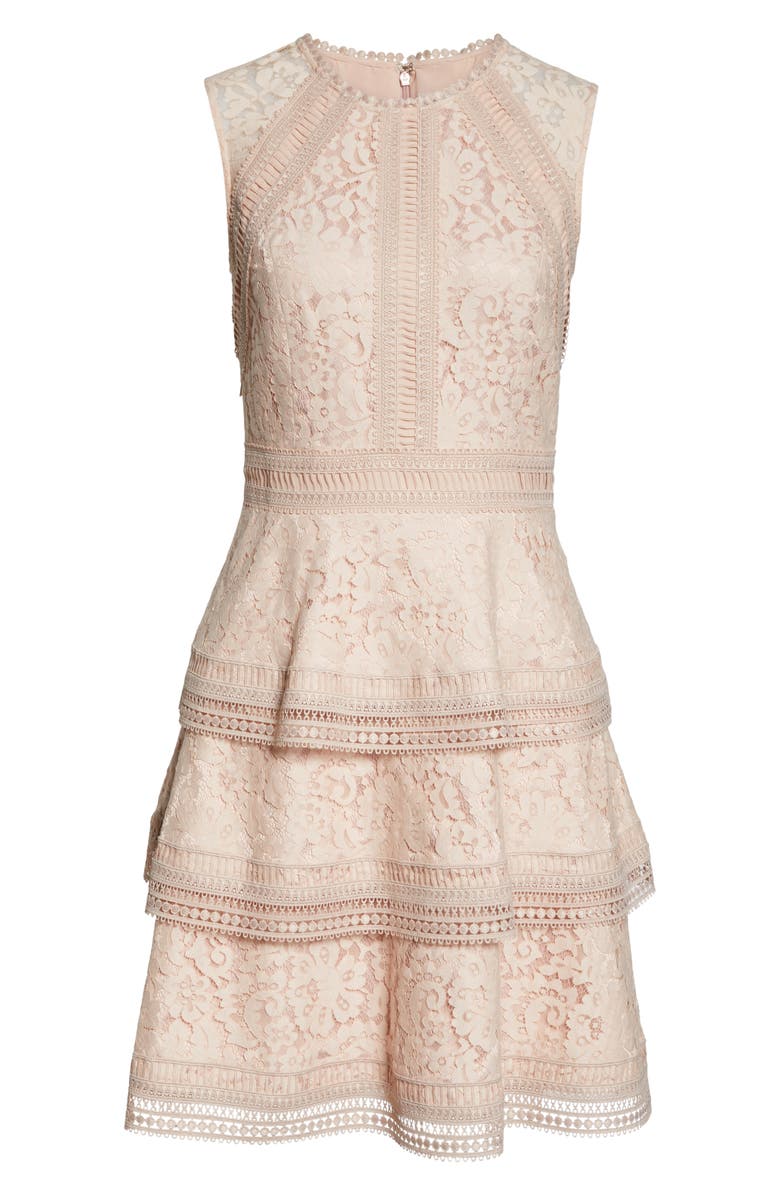 Eliza J Lace Fit & Flare Dress, Alternate, color, 