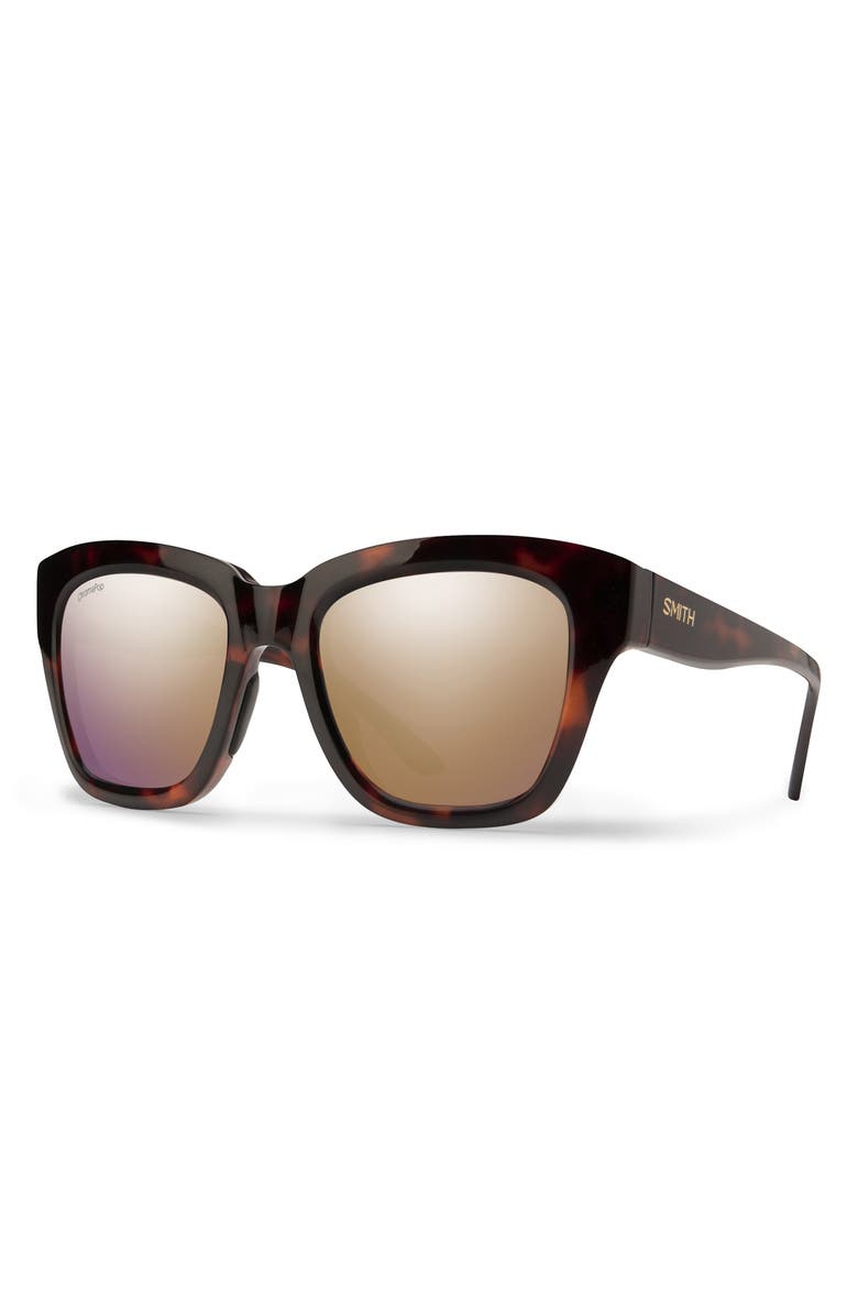 Smith Sway 52mm ChromaPop<sup>™</sup> Polarized Square Sunglasses, Alternate, color, Tortoise / Rose Gold Mirror