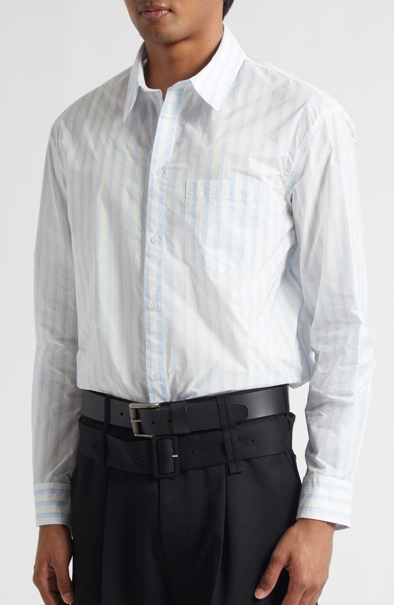 Simone Rocha Easy Stripe Button-Up Shirt, Alternate, color, White/ Blue