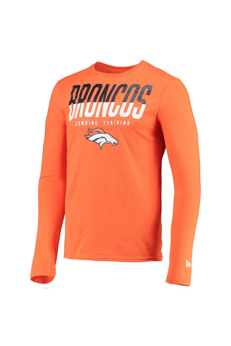 Men's New Era Orange Denver Broncos Combine Authentic Split Line Long Sleeve T-Shirt, Alternate, color, Orange