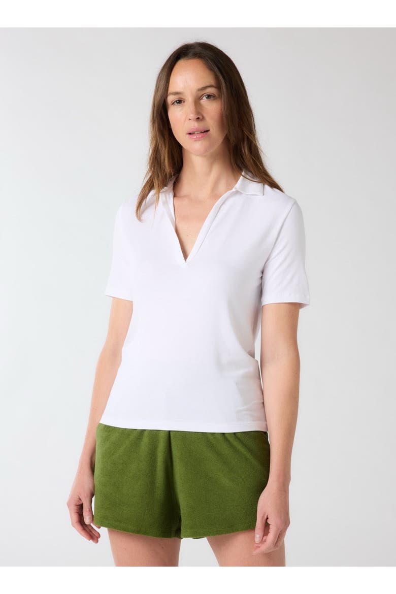 Soft Touch Short Sleeve V-Neck Polo, Main, color, BLANC