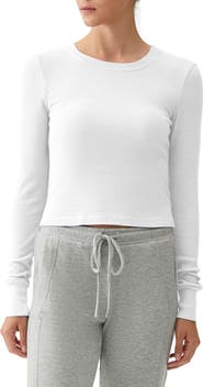 Michael Stars Palmer Cropped Long Sleeve Thermal T-Shirt