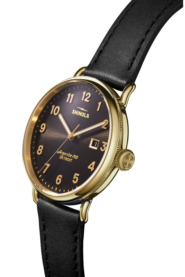 Canfield Leather Strap Watch, 38mm, Alternate, color, BLACK