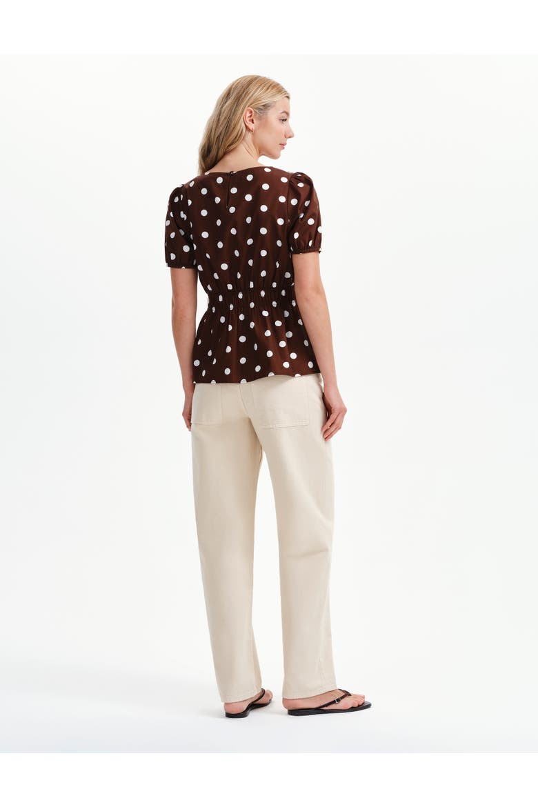 Raya Polka Dot Cotton Short Sleeve Top, Alternate, color, Brown Spot