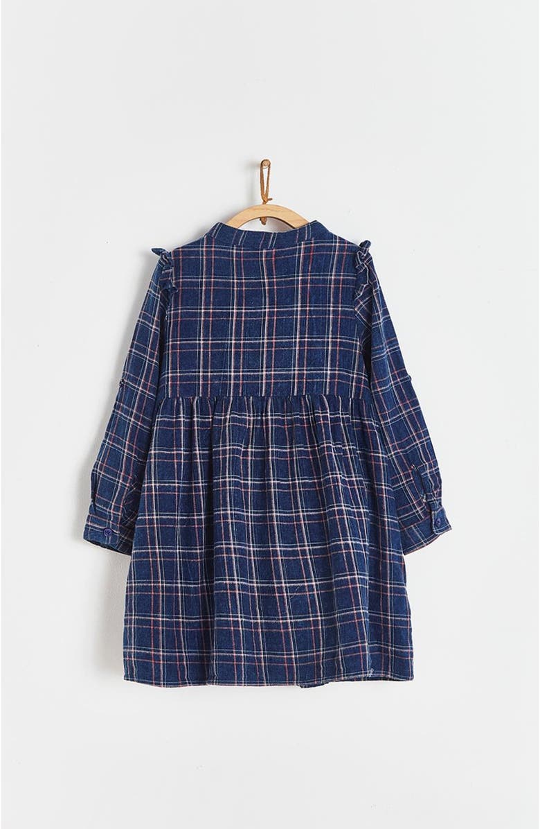 Babycottons Beli Flannel Ruffle Shirt Dress Berlin for Infant, Alternate, color, Blue