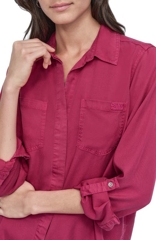 Dkny Jeans Tencel® Lyocell Chambray Button-up Shirt In Pink
