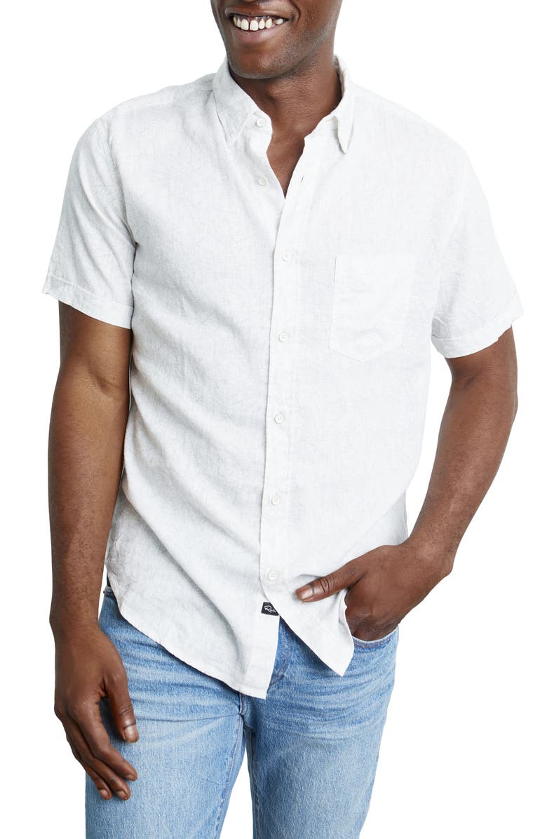 Rails Carson Short Sleeve Linen Blend Button-Up Shirt, Main, color, 