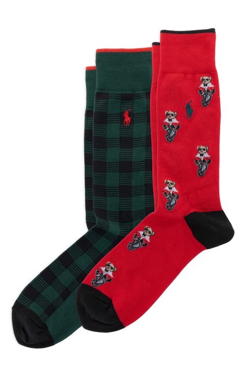 2-Pack Holiday Bear Dress Socks