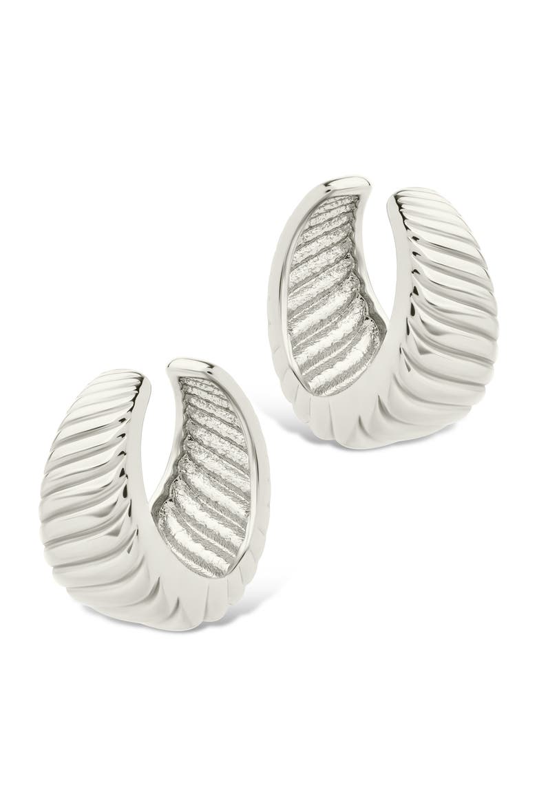 Beth Twisted Croissant Ear Cuffs, Alternate, color, SILVER