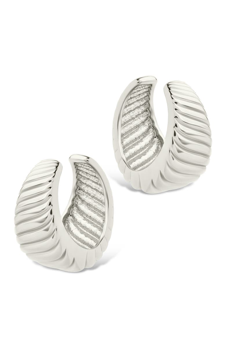 Sterling Forever Beth Twisted Croissant Ear Cuffs, Alternate, color, Silver