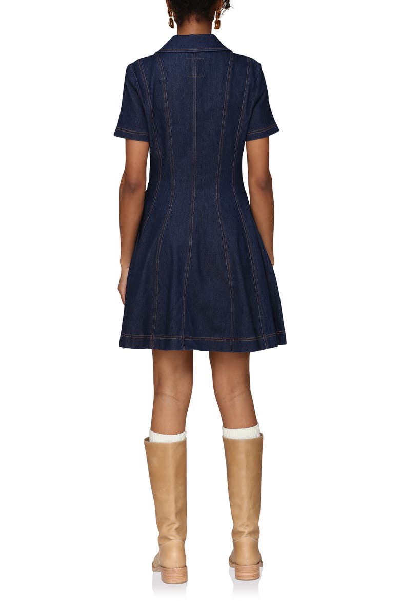 Seamed Collared Denim Minidress, Alternate, color, ROYAL RINSE