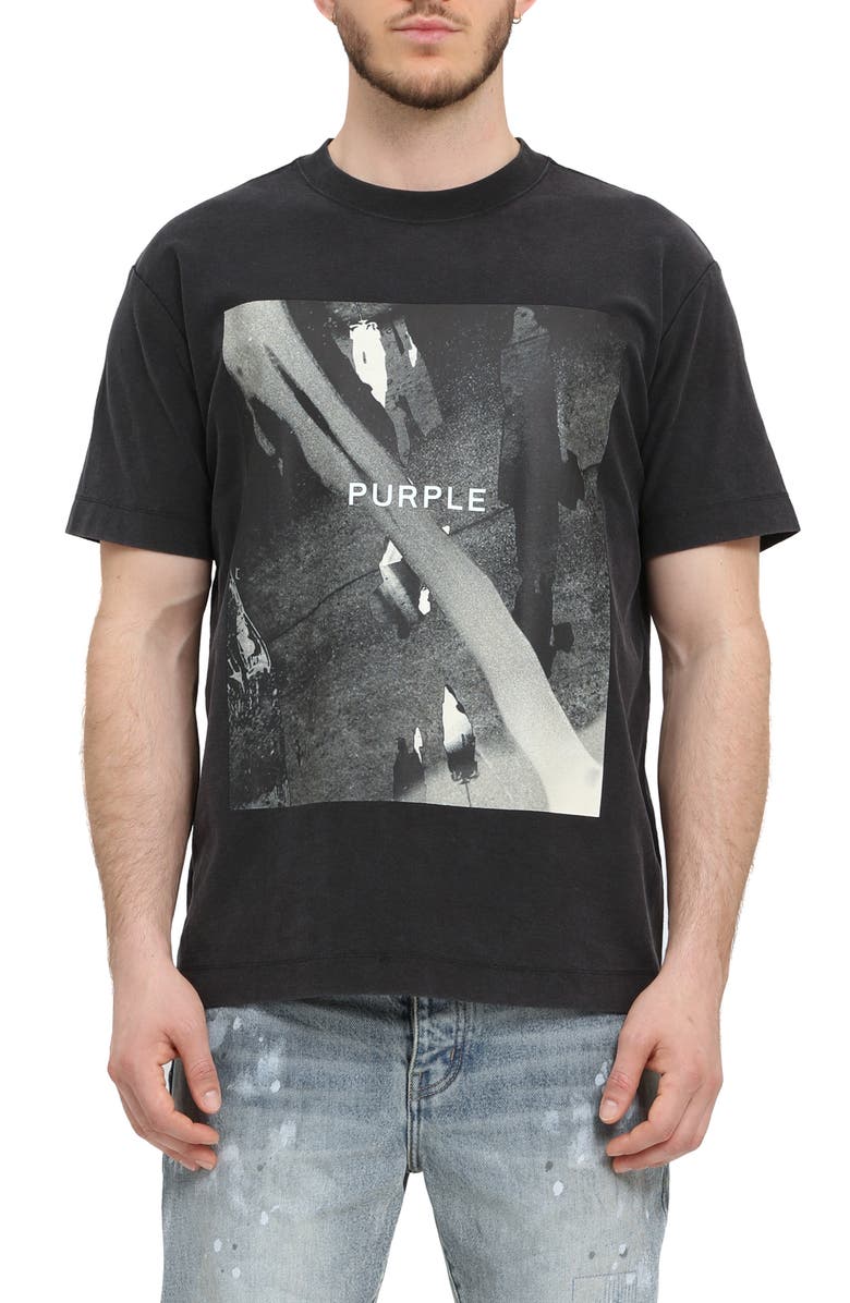 PURPLE BRAND Textured Cotton Jersey Graphic T-Shirt, Main, color, Black