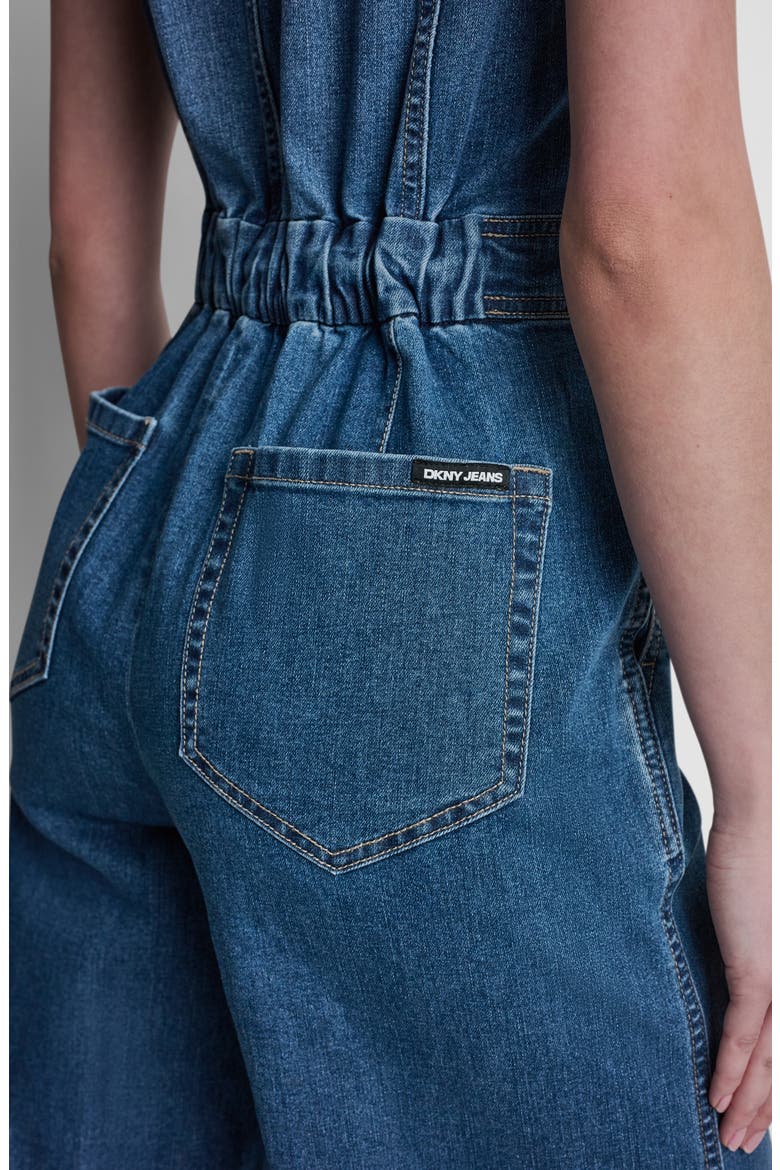 Wide Leg Zip Denim Jumpsuit, Alternate, color, ALBANY