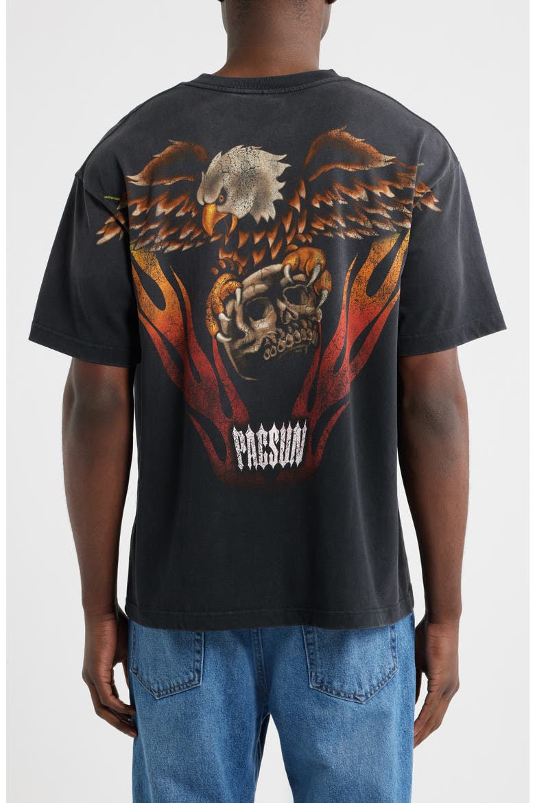 Eagle Skull Cotton Graphic T-Shirt, Alternate, color, BLACK