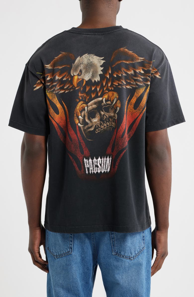 PacSun Eagle Skull Cotton Graphic T-Shirt, Alternate, color, Black