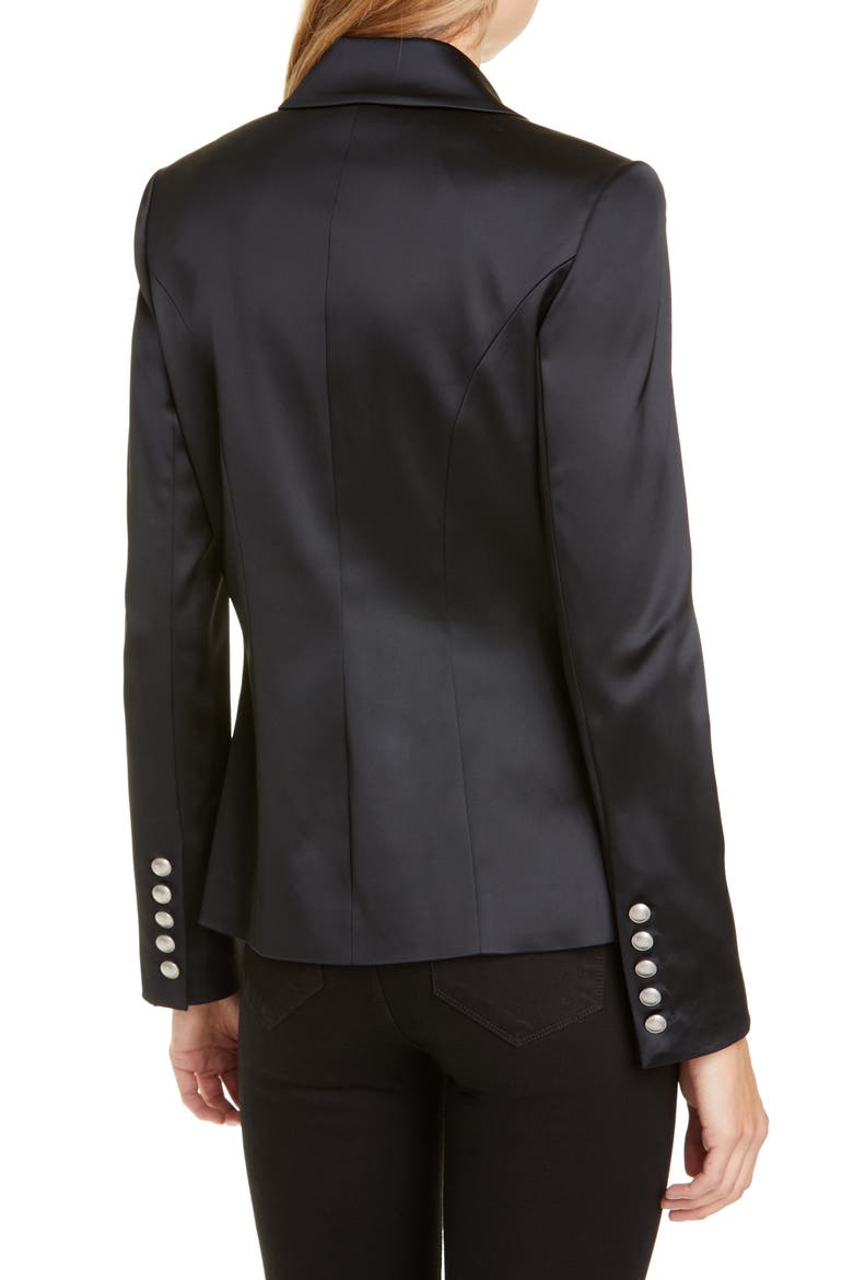 Kenzie Satin Double Breasted Blazer, Alternate, color, BLACK