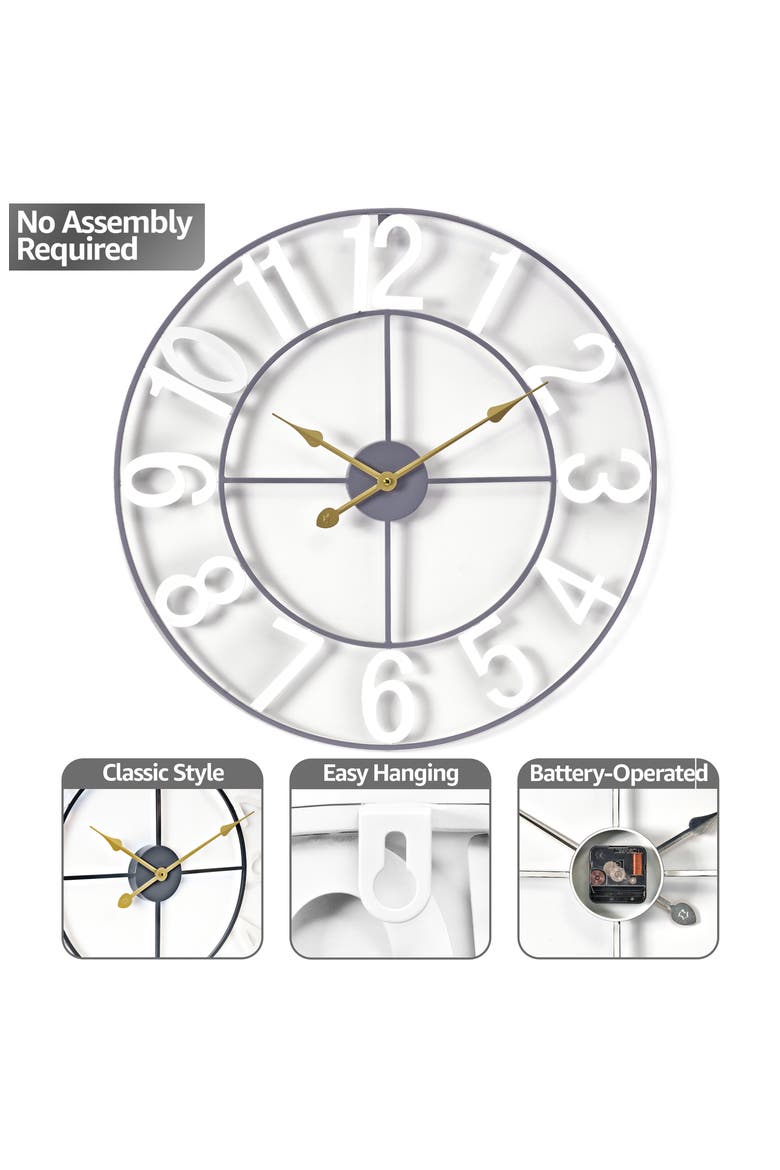 16-Inch Numeral Wall Clock, Alternate, color, WHITE