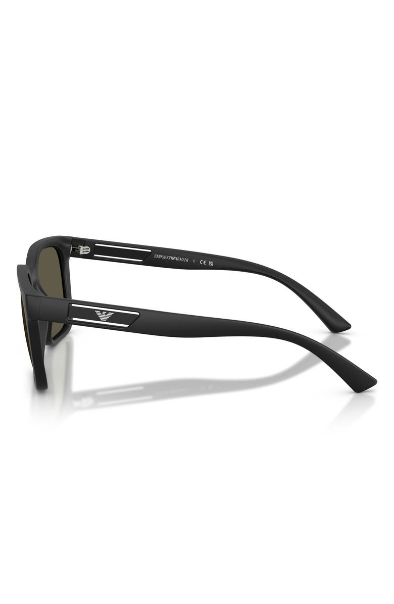 Emporio Armani 56mm Square Sunglasses, Alternate, color, Matte Black / Dark Grey