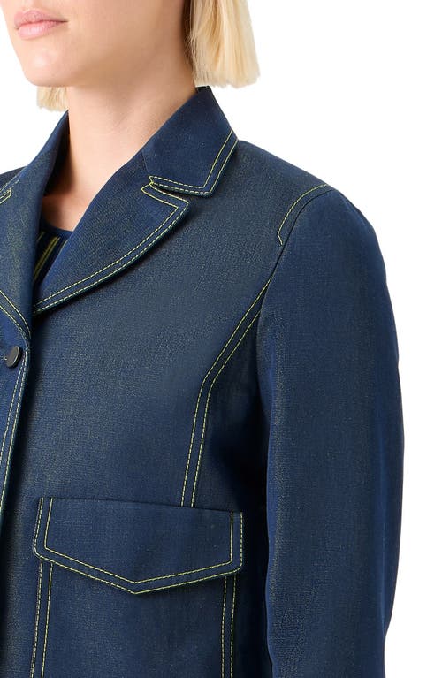 Akris Punto Tailored Denim Crop Jacket In Blue