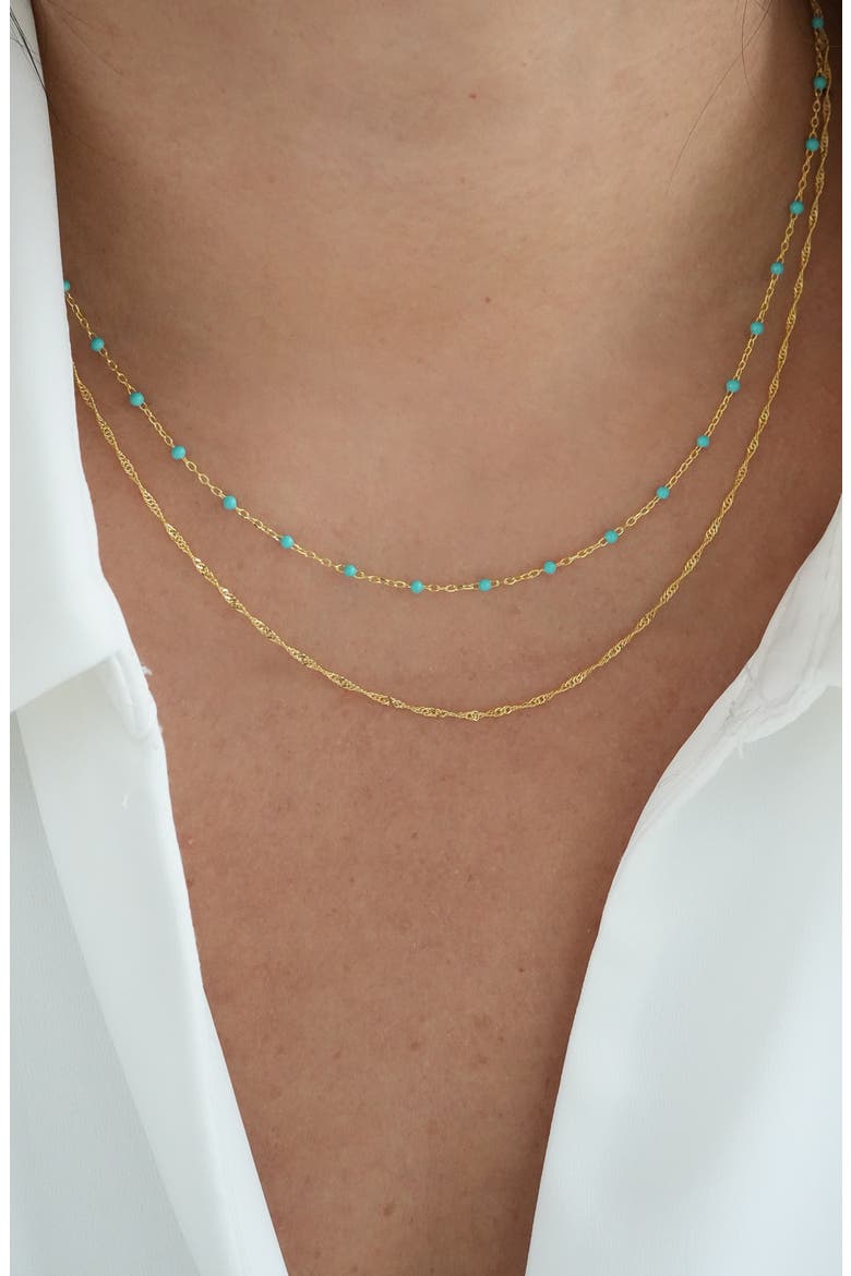Layered 18K Gold Plate Sterling Silver Singapore Chain Necklace, Alternate, color, GOLD